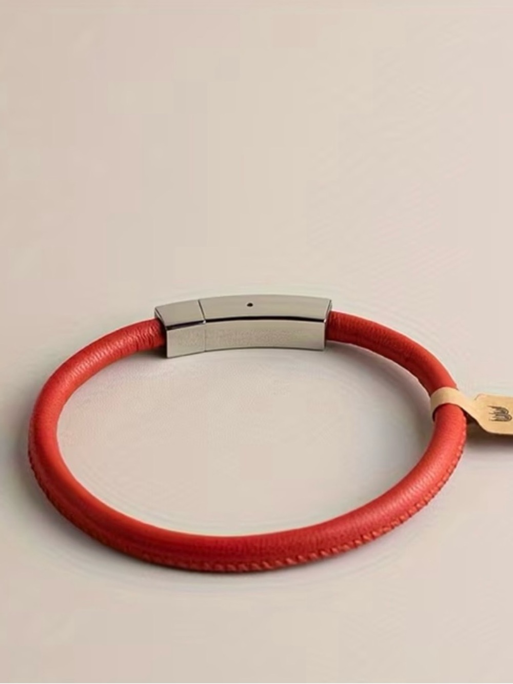 BLKSMTH. Unisex. Red Leather Bracelet with Silver Clasp - Picture 2 of 7